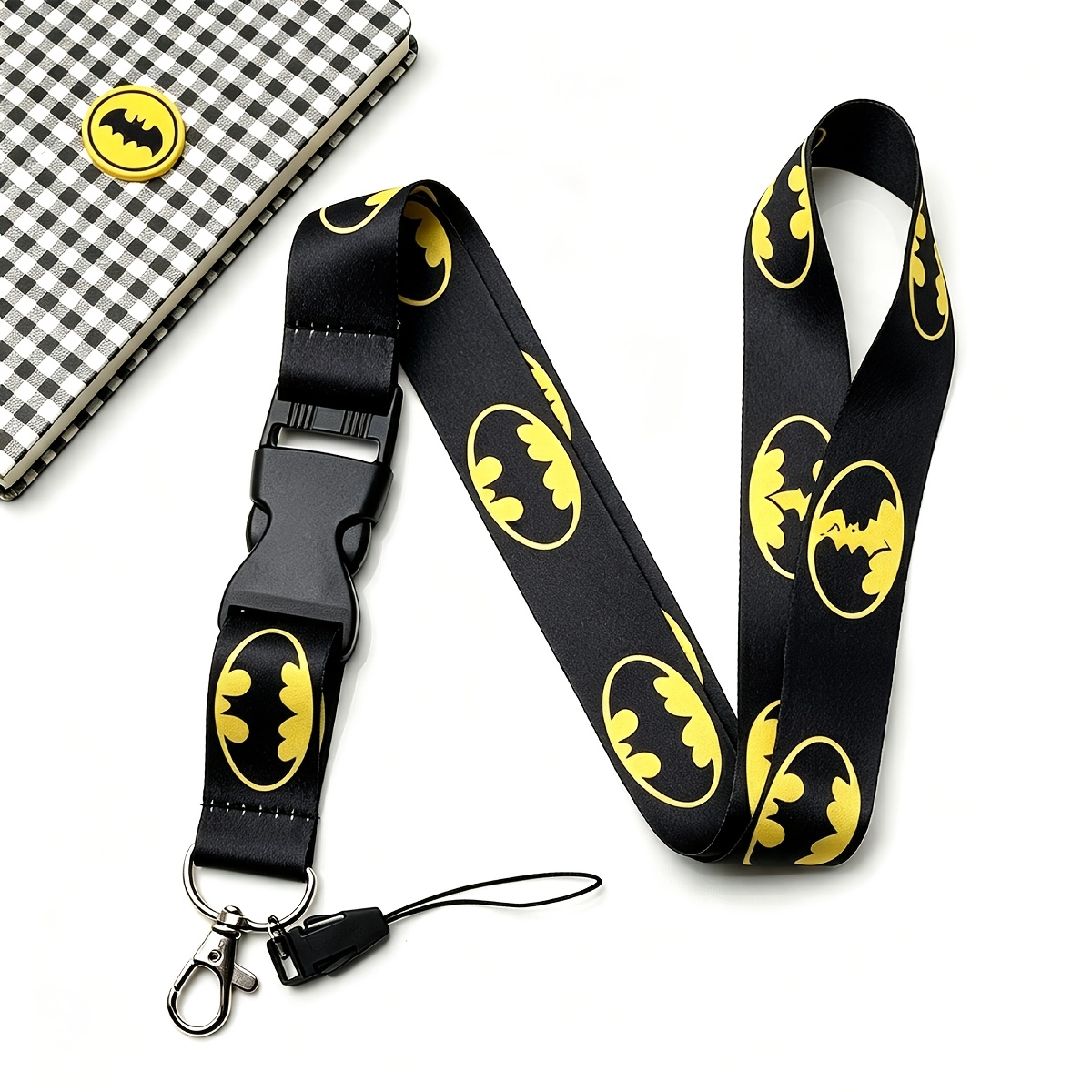 TEMU 1 Black Batman Lanyard, Suitable For Hanging Keys, Bags, And Phone Charms. It's And A Cute Keychain Accessory