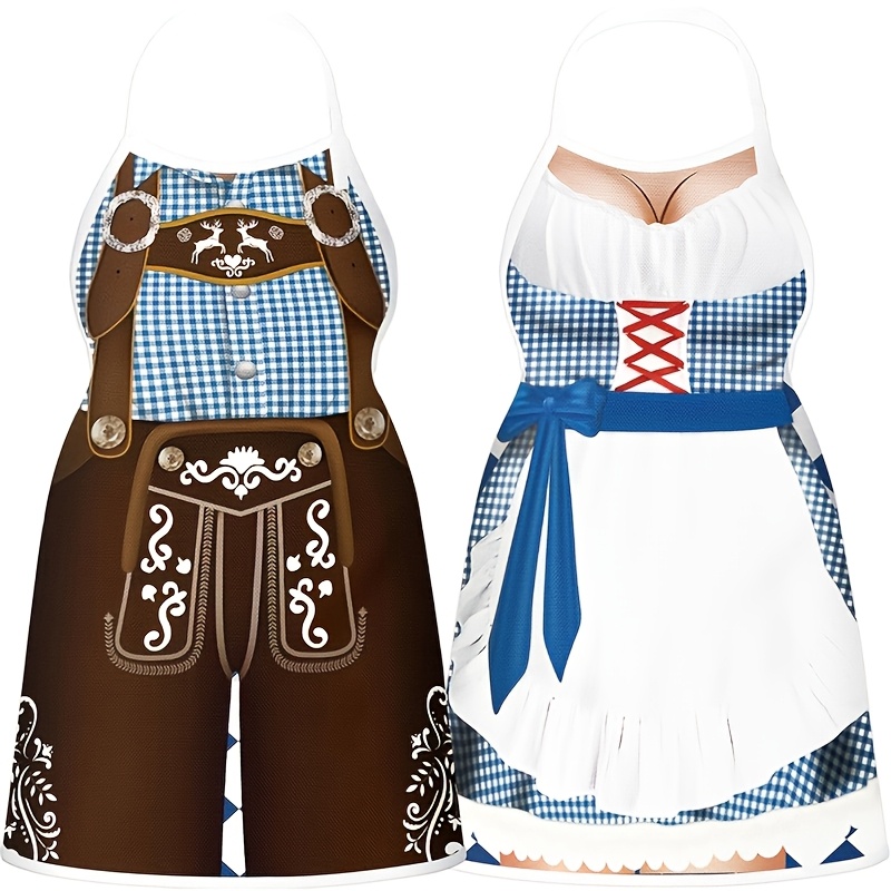 TEMU 2pcs German Oktoberfest Apron Set For Beer Festival Parties, Available In Multiple Colors And Styles, Chef Kitchen Gift, Oktoberfest Decorative