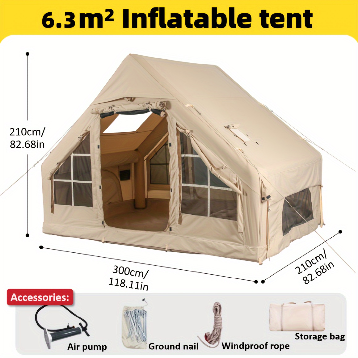 

4-6 Person Outdoor Inflatable Tent: Spacious, Comfortable, And Durable For Spring, Summer, Fall, And Winter Adventures