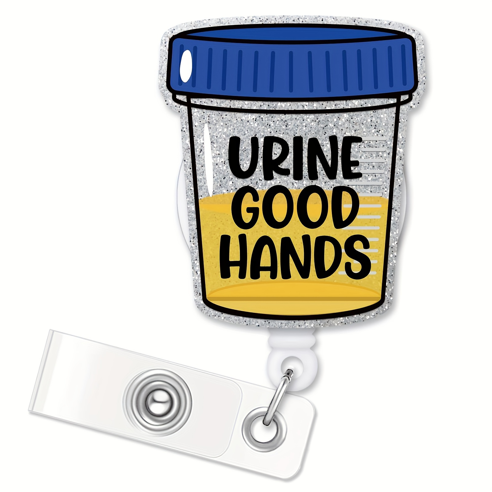 Urine Good Hands Retractable Glitter Badge Reel Clip Funny - Temu