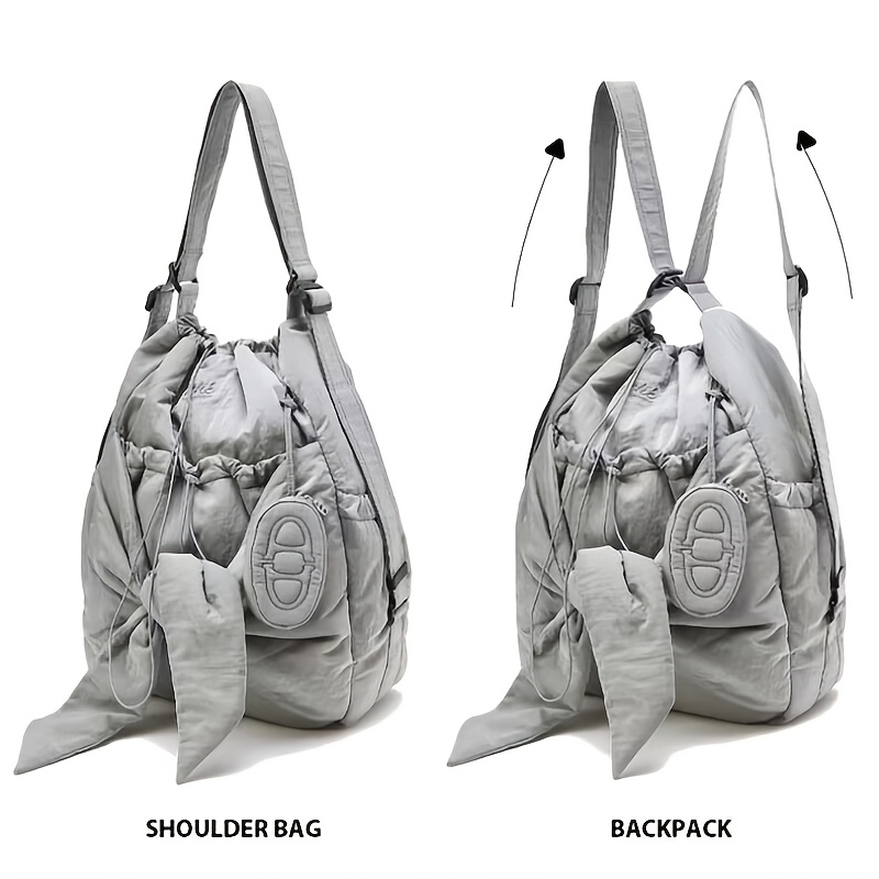 

Elegant Women' Nylon Backpack With Chic Bow Accent - Drawstring Closure, Casual Shoulder Bag With Polyester , Ideal For Travel & Daily Use, Zip Closure, Hand Or Only, Bowknot,