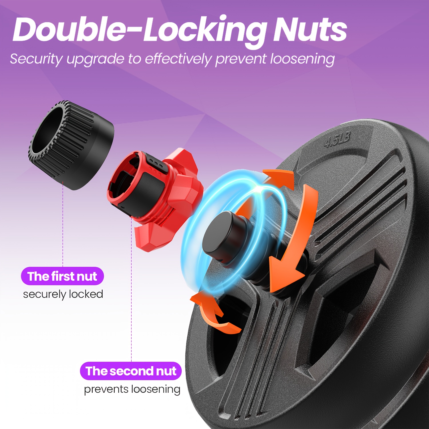 FEIERDUN 20-90lbs Adjustable Dumbbell Set - 4-in-1 Convertible Free Weights for Home Gym | Barbell/Kettlebell/Push-Up Stand with Secure Locking Nut, Black, Red