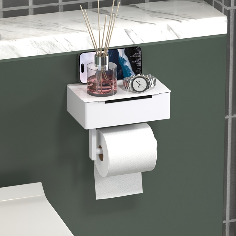 

A Bathroom Box, Dispenser, Multifunctional Wall-mounted Hidden Bathroom Storage Rack, Suitable For Bathroom, Shower Room, And Bedroom Toilet Paper Storage, Bathroom Decoration,