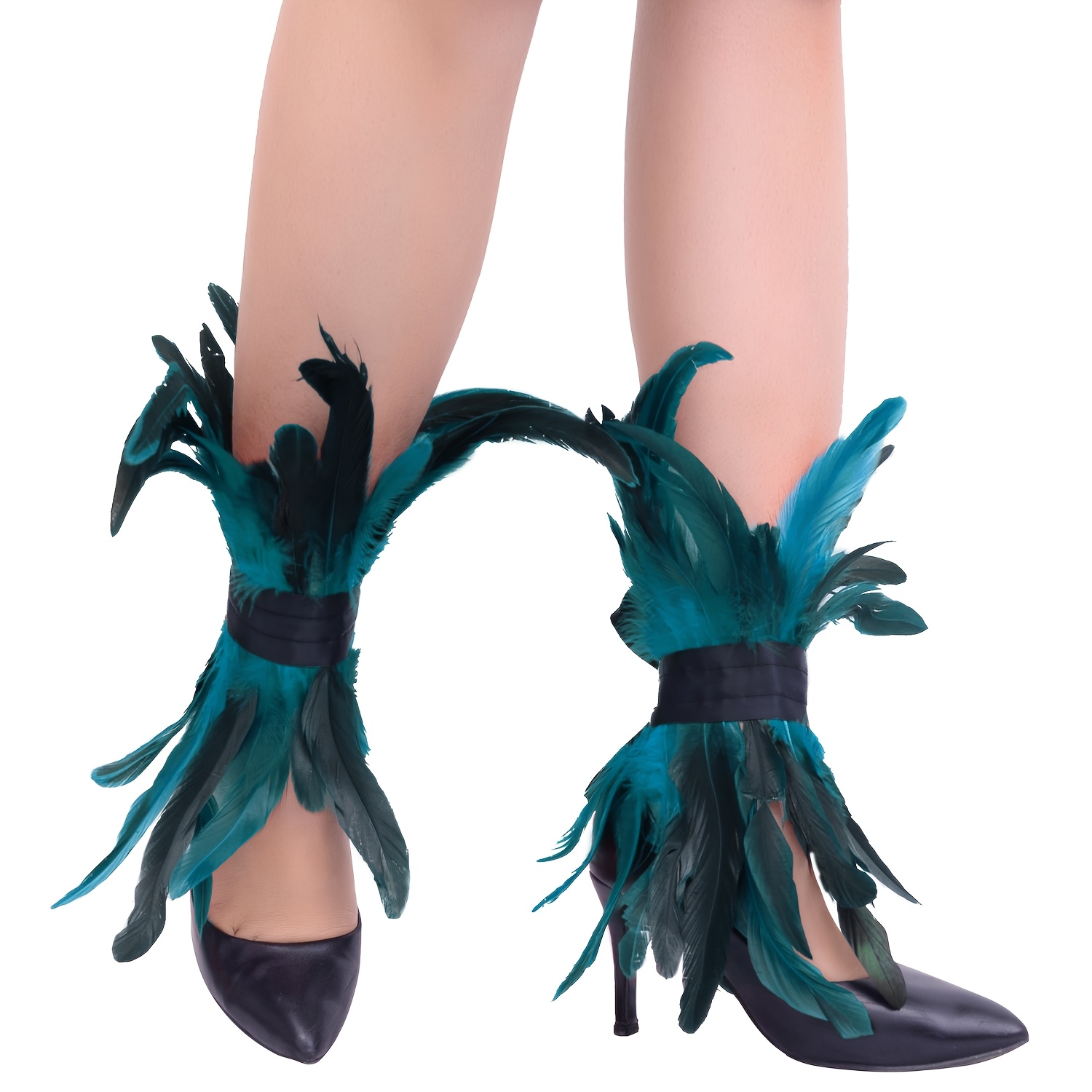 Image of 2pcs Women's Artificial Feathers Fashion Ankle Decorative Punk Halloween Gothic Carnival Party Stage Walk Photograph Clothing Decorative Dress Up Accessories
