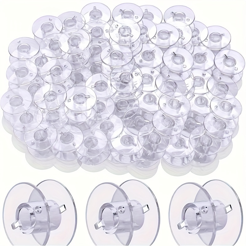 

50pcs Sewing Machine Bobbins, Transparent Plastic, Universal Fit For Brother, Singer, & , Embroidery Quilting Accessories