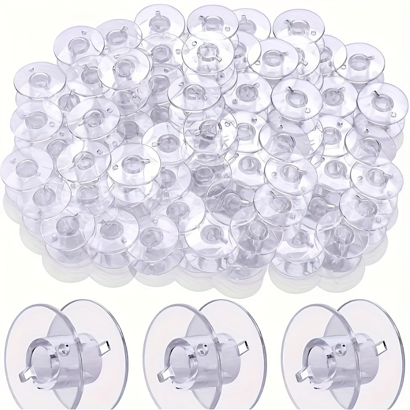 

50pcs Transparent Plastic Sewing Bobbins - Fit For Brother, Singer, , Kenmore Machines - Embroidery & Sewing Accessories With Metal Backings, Sewing Supplies Accessories