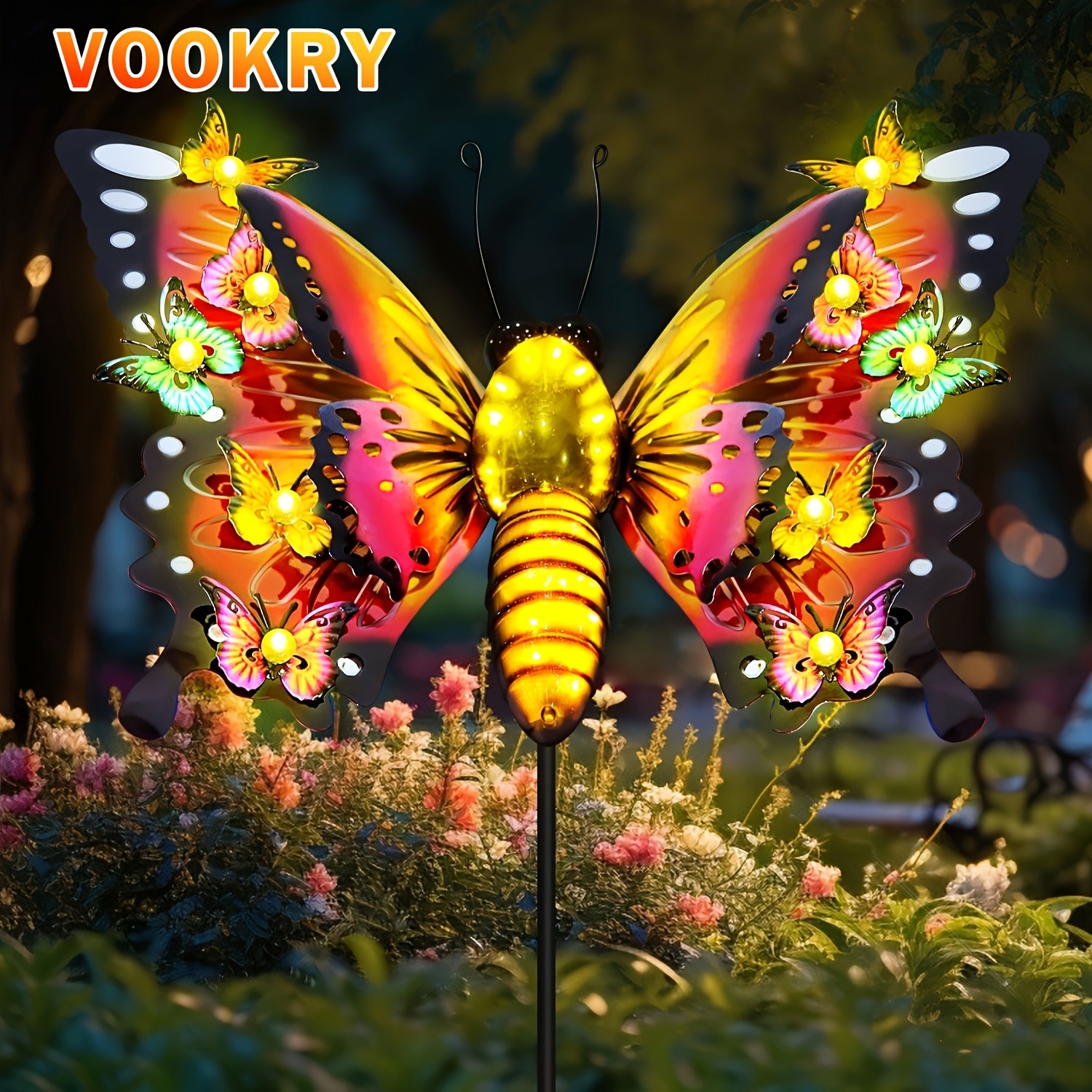 

Vookry Solar Garden Lights Outdoor Decor, Metal Large 41" Solar Decor, Decoration Decorative Stakes Lights, Gardening Gifts For Mom Women, For Yard Lawn