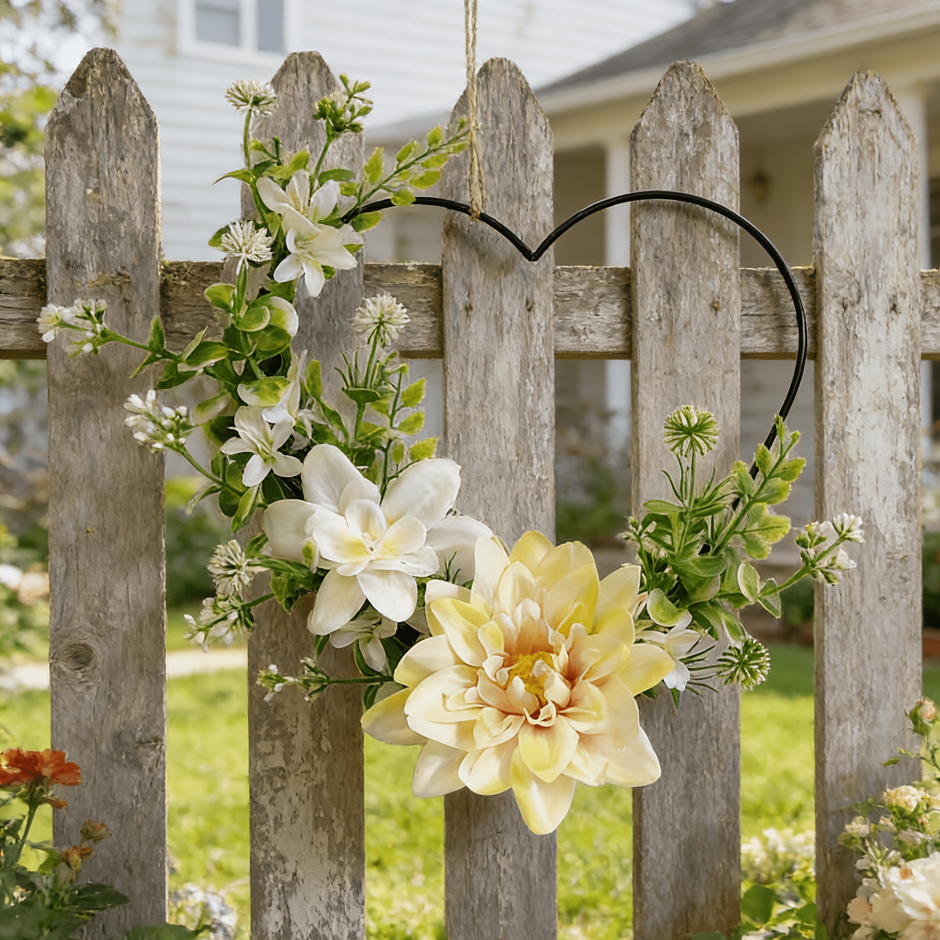 Wreath, A Heart-shaped Wreath Of Yellow Flowers, A Decorative Wreath For Spring And Summer