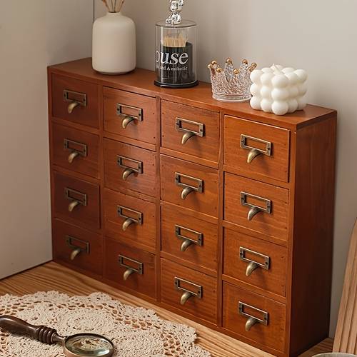 new chinese style solid wood drawer vintage office desk storage cabinet multi layer tape planner storage box small traditional medicine cabinet storage drawer units