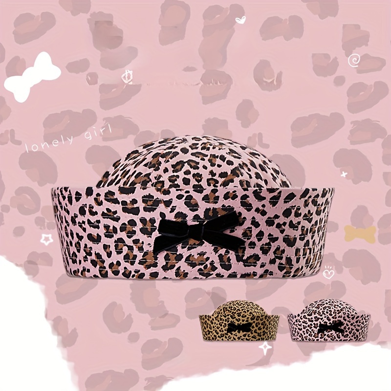 Leopard Print Baseball Cap with Pink Bow Accent - Women Val Leopard Active Ponyflo® Ponytail Cap – Ponyflo Ponytail Hats main image 3