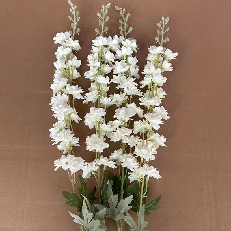 4pcs White Artificial Flowers, Lifelike Real Touch Silk, Plastic Material, No Feathers, For Tall Vase Home Decor, Suitable For Spring, Summer, Fall