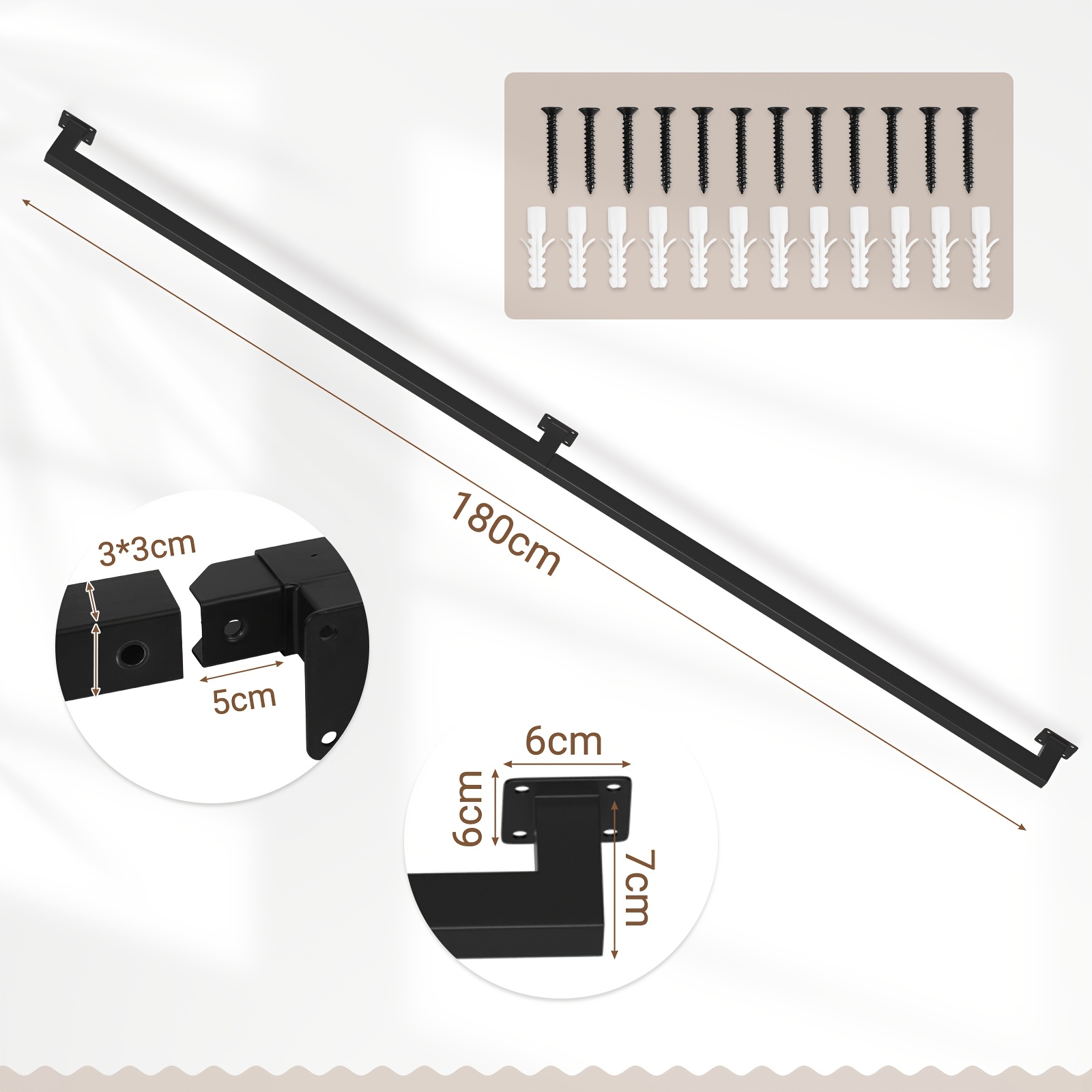 Handrail For Stairs Measuring 120cm-200cm, Black Wall-mounted Design, Suitable For Indoor And Outdoor Use, Applicable For Staircases, Railings, And