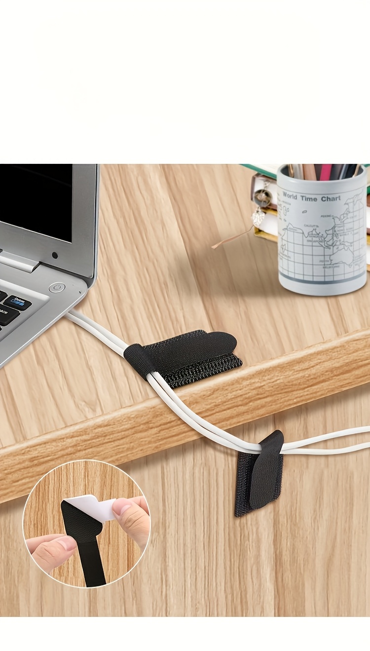 20pcs Nylon Cable Management Clips - Black & White, Desk Organizer for Data and Computer Cables