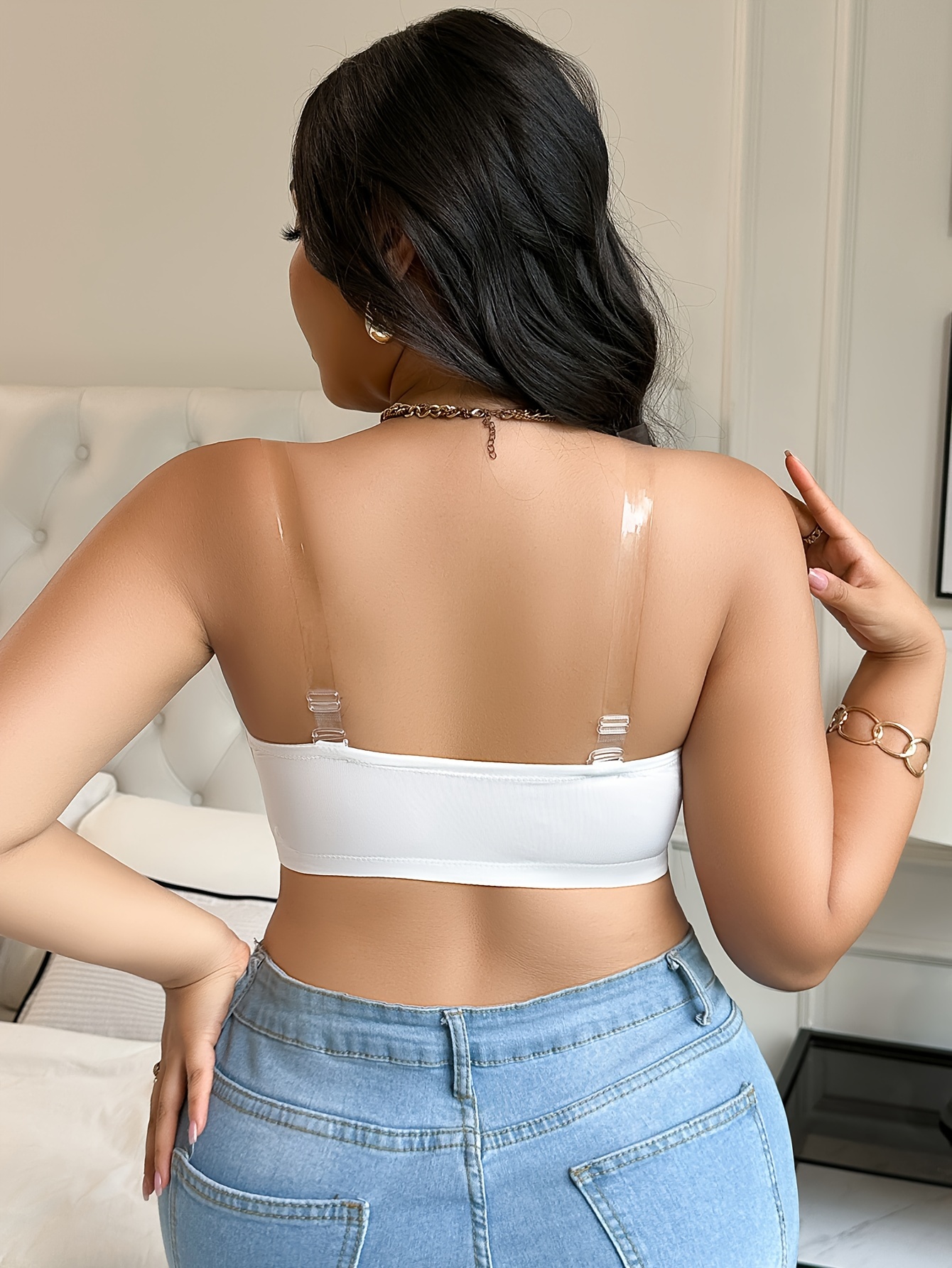 Elegant Plus-Size Floral Lace Bra with Front Closure - Seamless, Breathable Push-Up Design, Wide Straps, Comfort Fit, Non-Padded, Machine Washable - Chic White