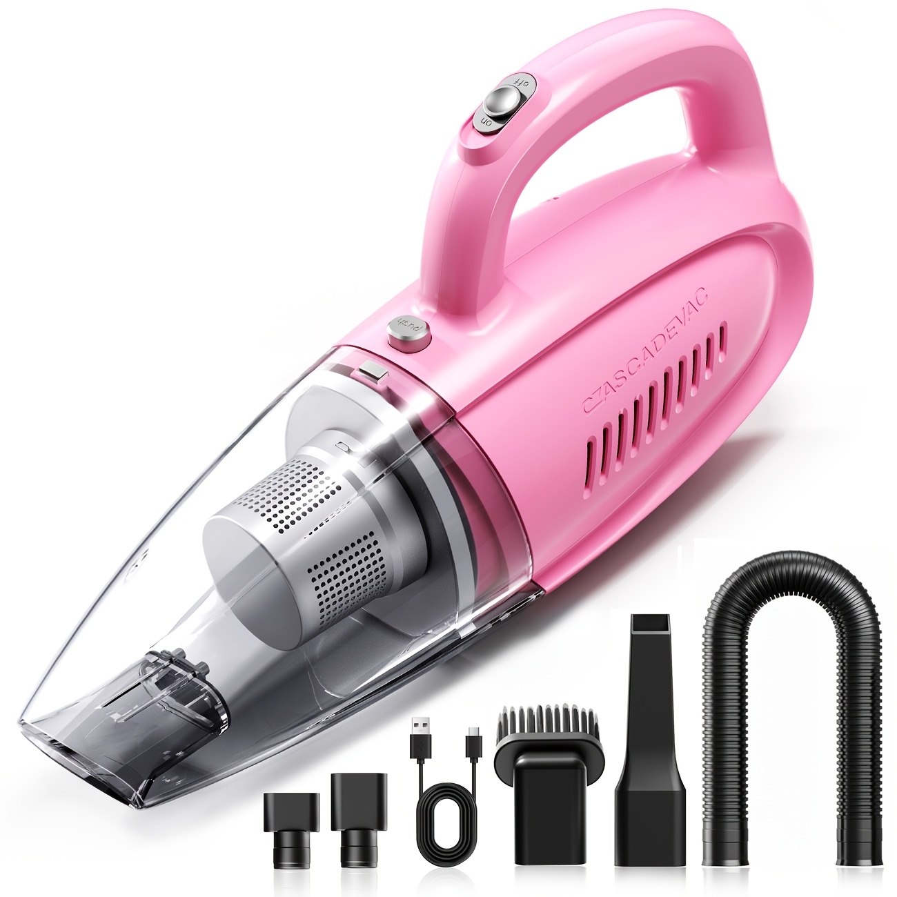 TEMU Car-mounted Vacuum Cleaner, With 6000pa Super , Handheld Vacuum Cleaner, With 2000mah Large Capacity, Screens, Suitable For Cleaning Car