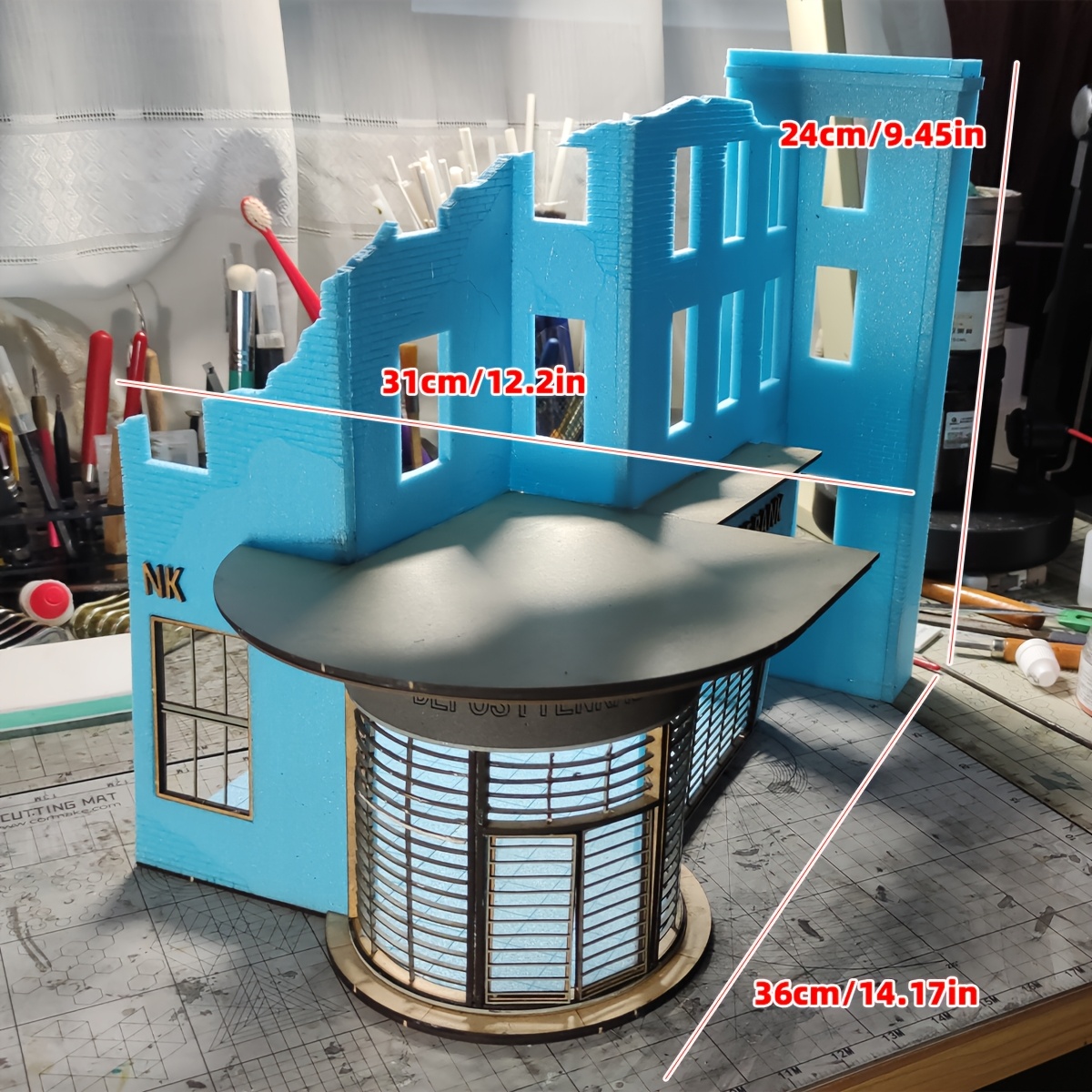 Architectural Miniature Building Kit, German Bank Diorama