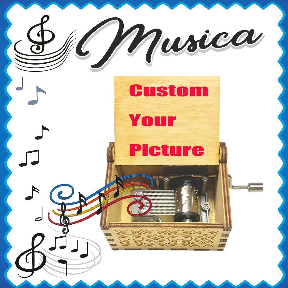 TEMU Cassetta Personalizzata con Foto, Cassetta Vintage a in Legno, 3 Opzioni di Musica e 2 Colori Disponibili, Adatta Come Regalo di Compleanno,