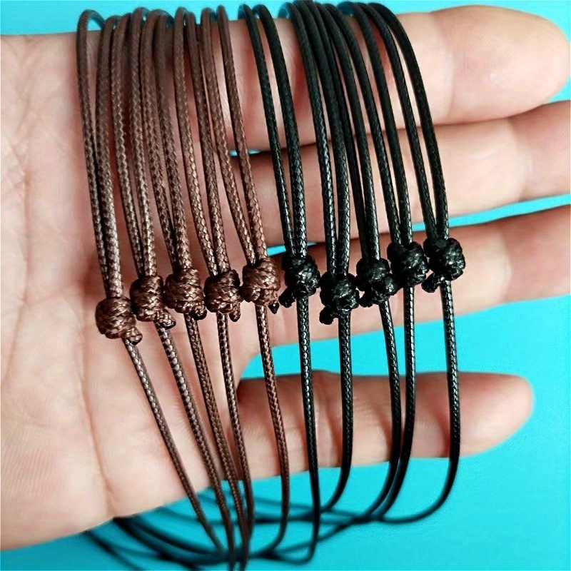 10pcs High-quality Wax Rope Necklaces, Adjustable Length