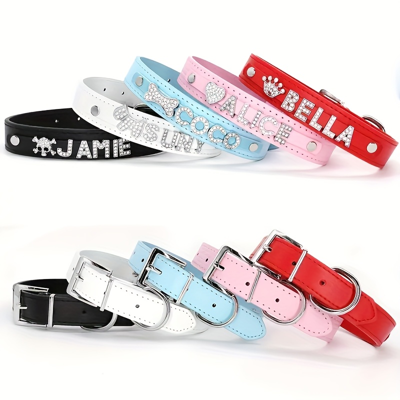 Personalized PU Leather Dog Collar with Exquisite Pendant, Custom Tag
