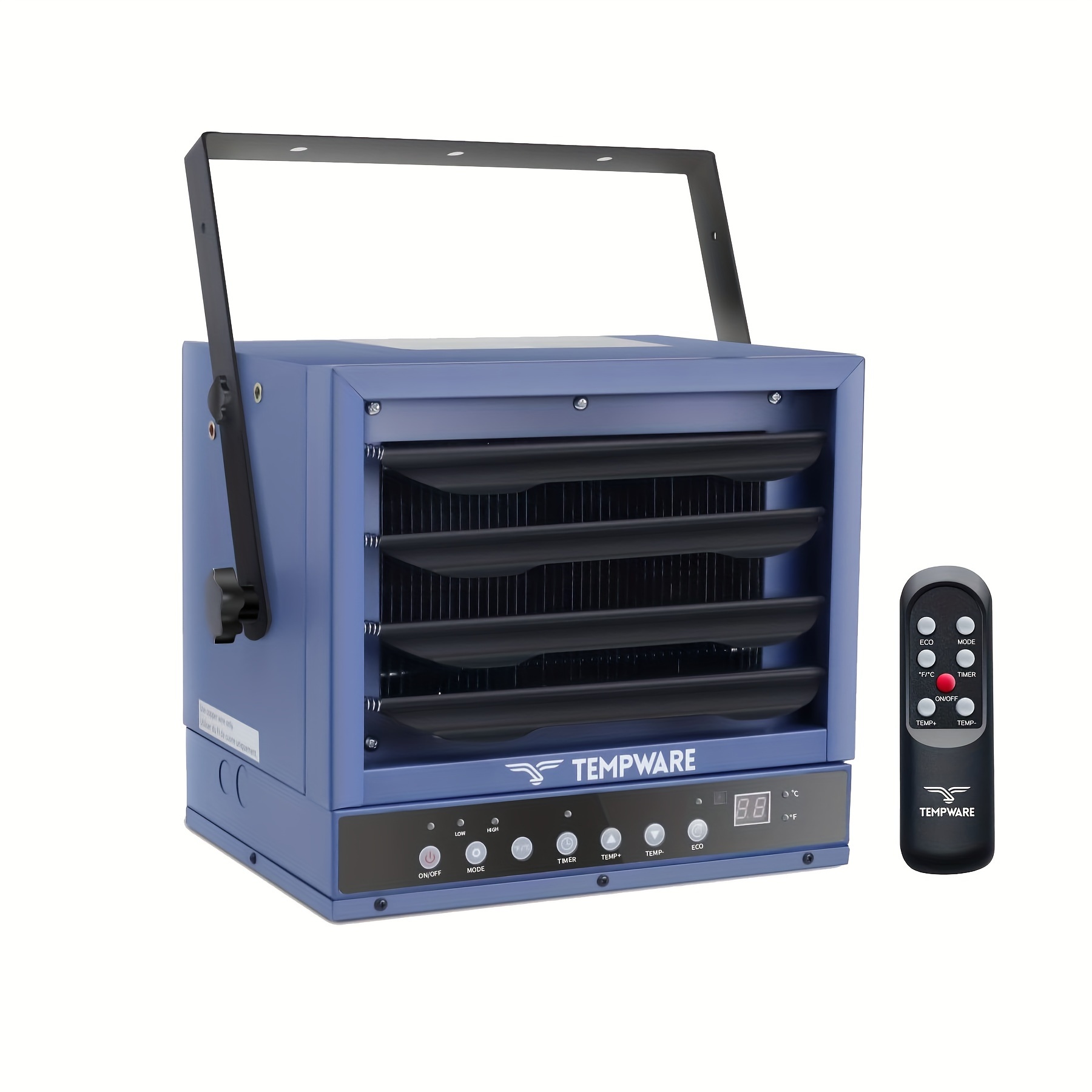 TEMU 5000/7500w/10000w 240v Heater, Digital Fan-forced Ceiling Mount Shop Heater With Full-function Remote, Hardwired Heater With 12-hour Timer, Ideal For Warehouse, Workshop