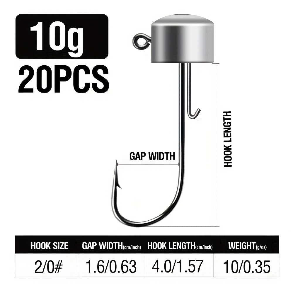 Image of 20pcs Fishing Weight Hook Lead Head Hook Anti-hanging Bottom Fishing Hook Big Hook Door Fishing Fish