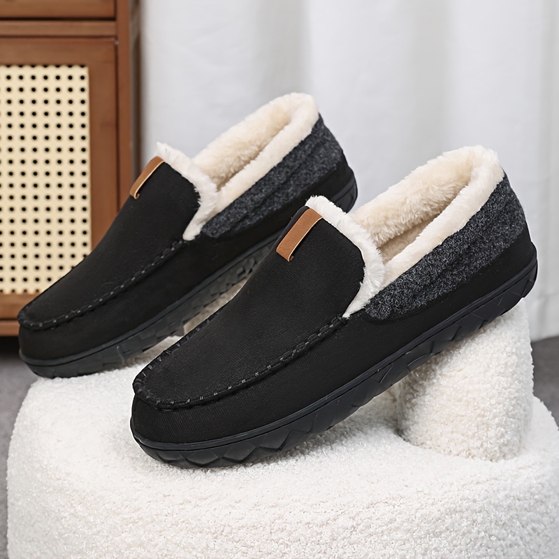 

Skygrass Men's Fleece-lined Loafers - Casual Fashion Slip-on Shoes With Eva Sole, Fabric Upper/inner/insole, Round Toe For Fall/winter - Comfortable, Warm, , Indoor/outdoor Footwear