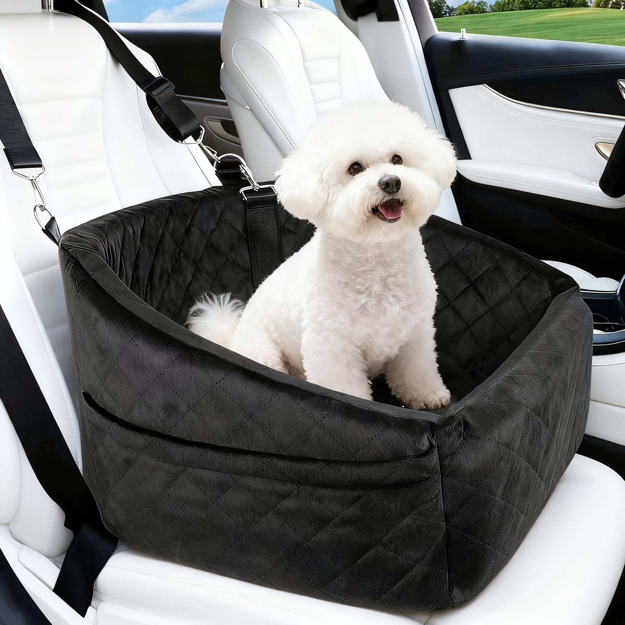 E-shop Hund Auto Sitz für Kleine/Mittelgroße Hunde, Schaumstoff Erhöhter Kissen Hund Auto Sitz, Abnehmbare Und Waschbare Haustier Tragbarer Auto Sitz