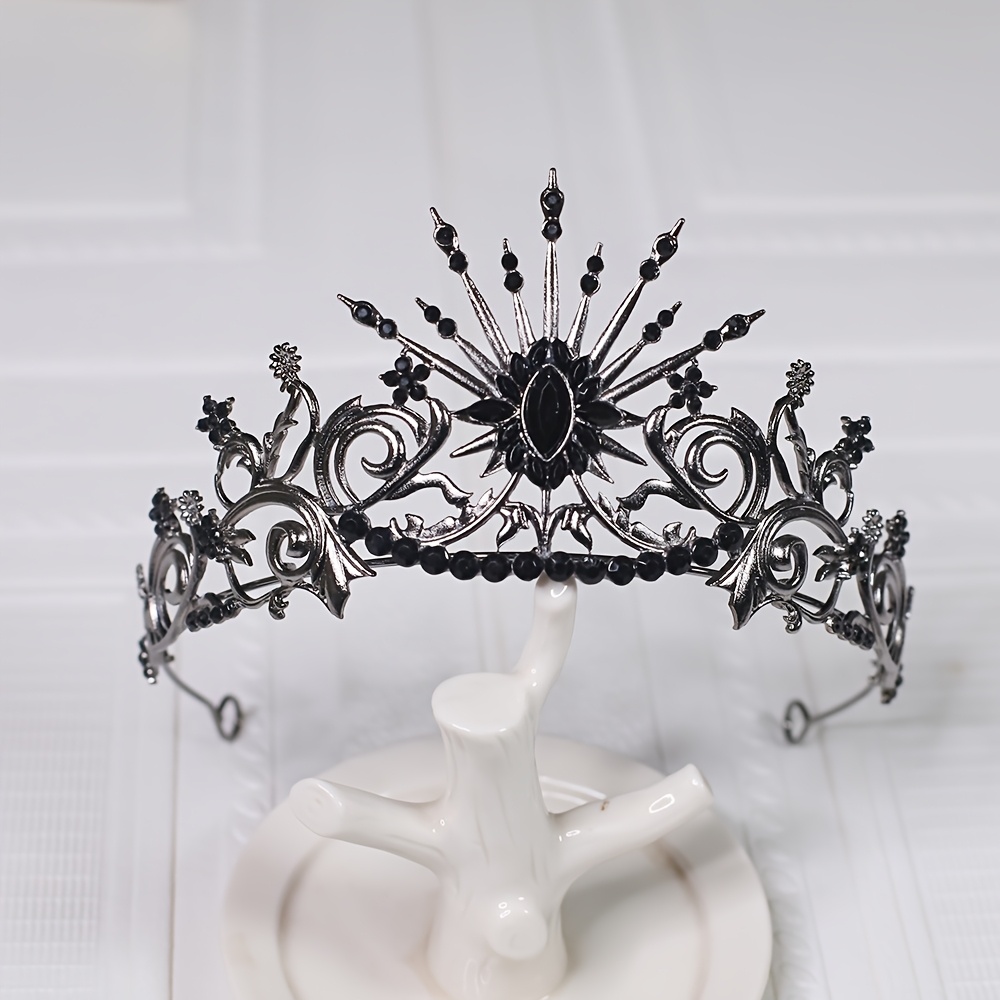 TEMU Vintage Bridal Wedding Alloy Hair Accessory - Elegant Black & Golden For Weddings, , Photo Shoots - Durable Metallic Bridal Jewelry For Brides,