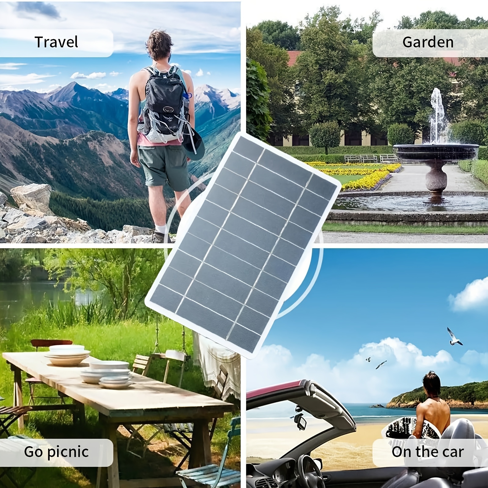 solar portable charging panel outdoor solar usb charger suitable for outdoor travel and camping mobile   phone charging bank flashlight fan Product details 0