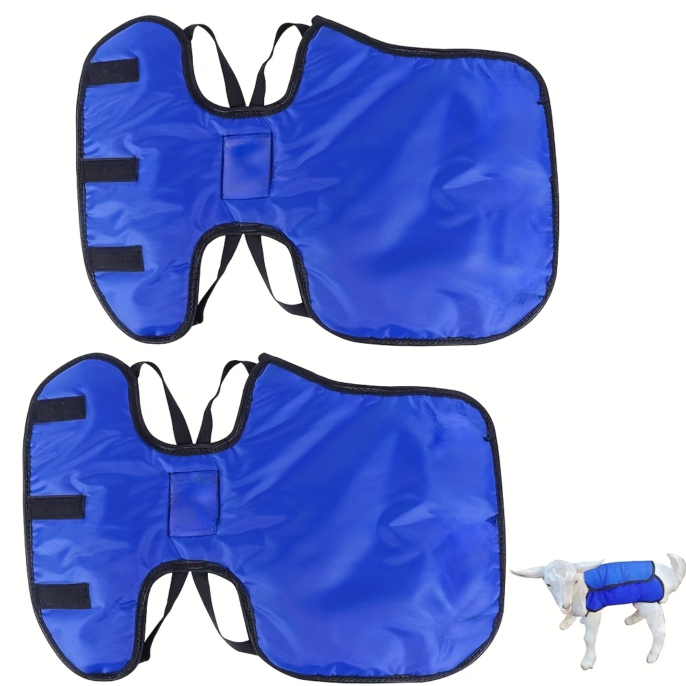 TEMU 2-pack Winter Goat Coats, Waterproof Material Animal Jackets With Adjustable Straps For Small Breeds, Blue