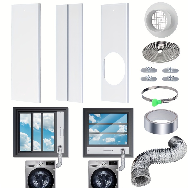 

Upgraded Dryer Vent Window Kit For 4 Inch Diameter Dryer Vent With 10 Feet Aluminum Foil Hose, Window Dryer Vent Kit, Adjustable Dryer Window Panels For Sliding Window, Add Coupler&filter