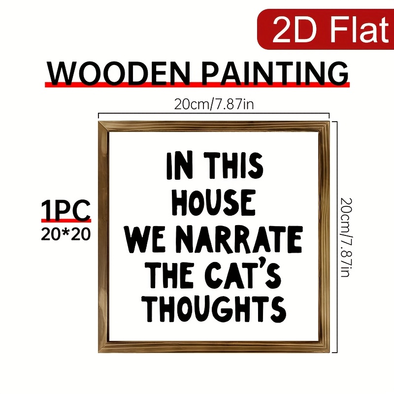 TEMU 2d Flat, 1pc Wooden Sign Wall Pediment Funny "in This House We The Cat's " - Rustic Wall Decor For Living Room, Kitchen, Bedroom, Office And