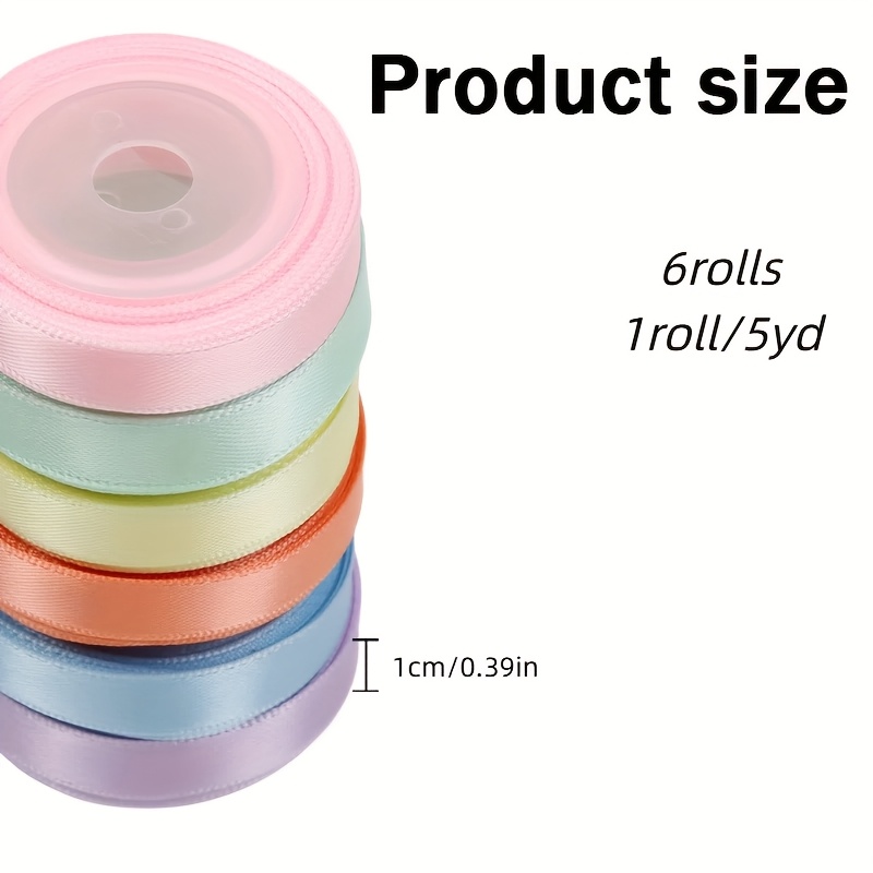 Image of 6 Rolls Pastel Colored Satin Gift Wrap Ribbon Set For Bouquet, Crafts, Birthday, Party, Wedding, Easter Party Decoration - 30 Yards