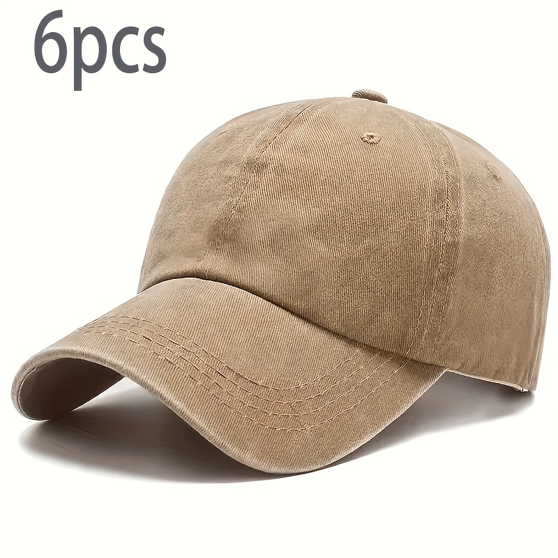 TEMU 6pcs Solid Color Washed Vintage Baseball Caps - Trucker Hats For Men And Women, Suitable For Outdoor Fishing And Daily Wear