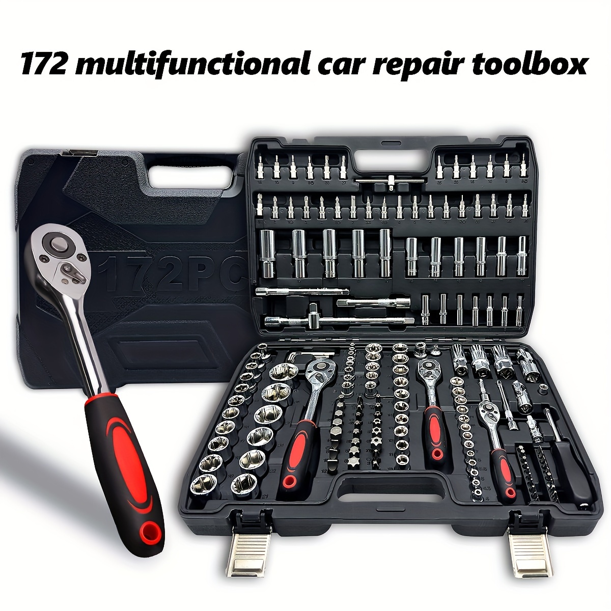 

172-piece Professional Auto Repair Tool Kit - Durable Chrome Vanadium Steel, Multi-functional Mechanic's Set With Ratchet Sockets For Vehicle Maintenance & Repair