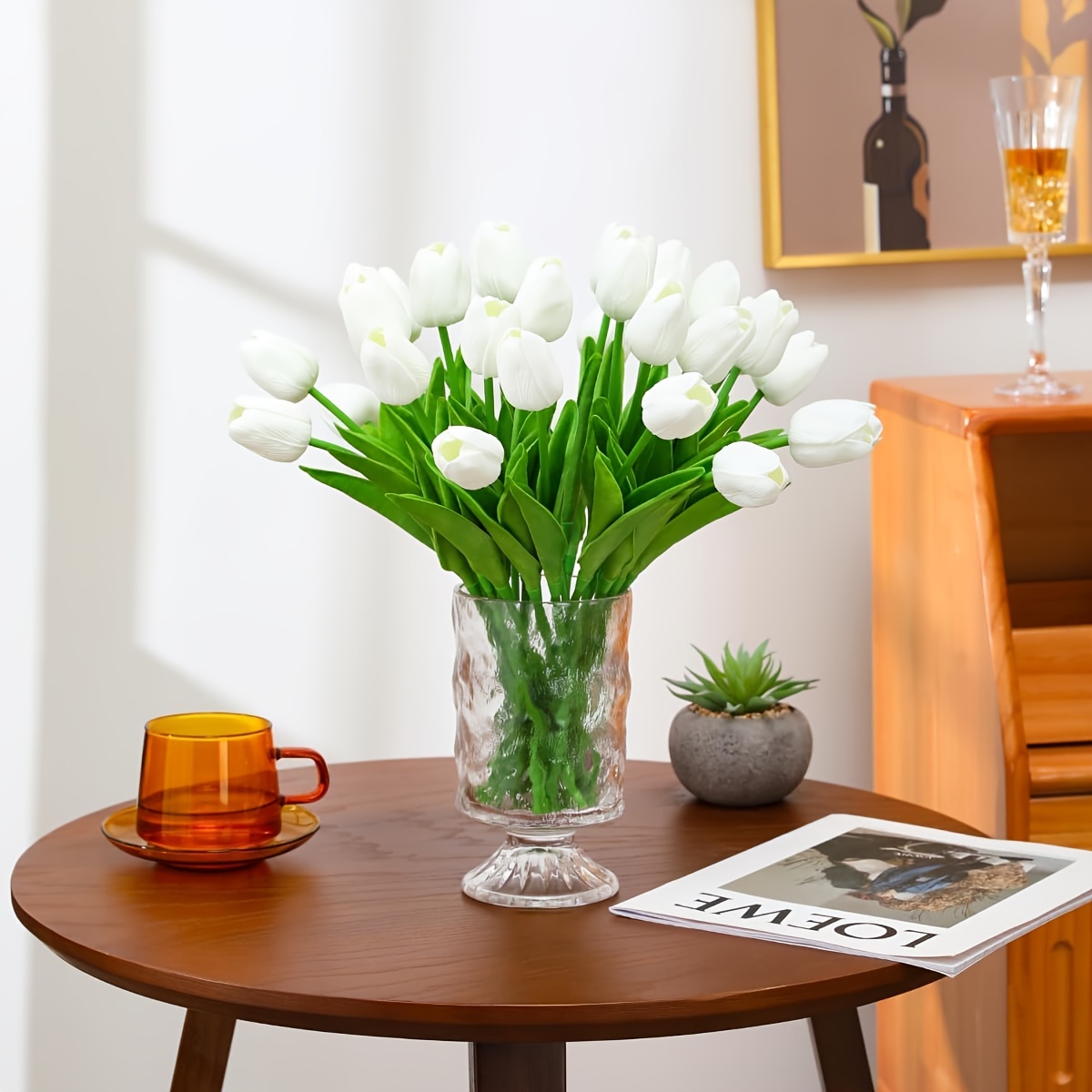 Tulips Artificial Flowers White Real Touch Tulips - Temu