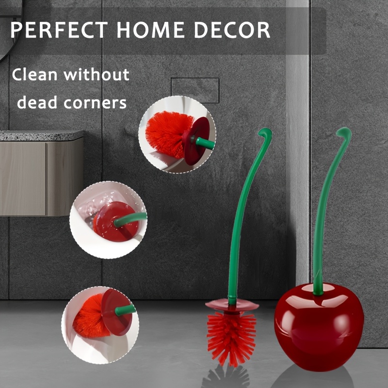 

Cherry-shaped Long Handle Toilet Brush Set With Soft & Holder - , Non-slip Grip For Easy Bathroom Cleaning