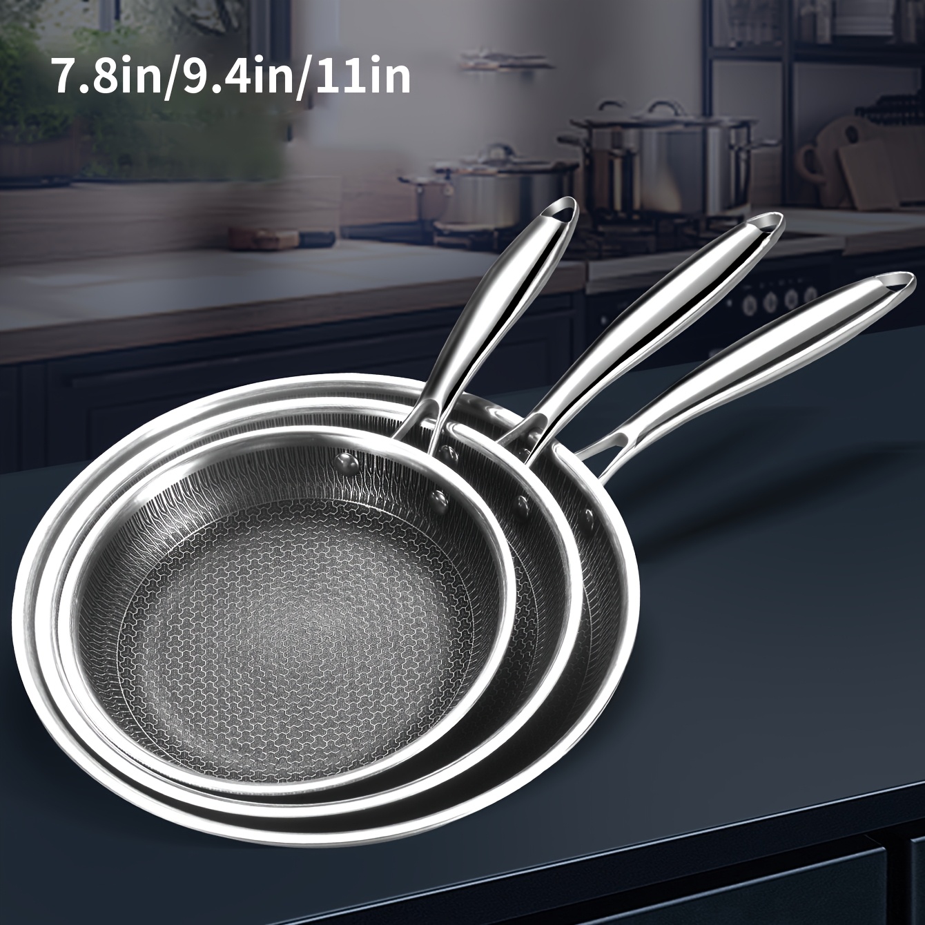 

1pc 304 Stainless Steel Frying Pan, (20cm/24cm/28cm), Flat Bottom For Gas & Induction , Eggs, Pancakes & Steaks, Kitchen Cookware | Modern Kitchenware | Stainless Steel Pan