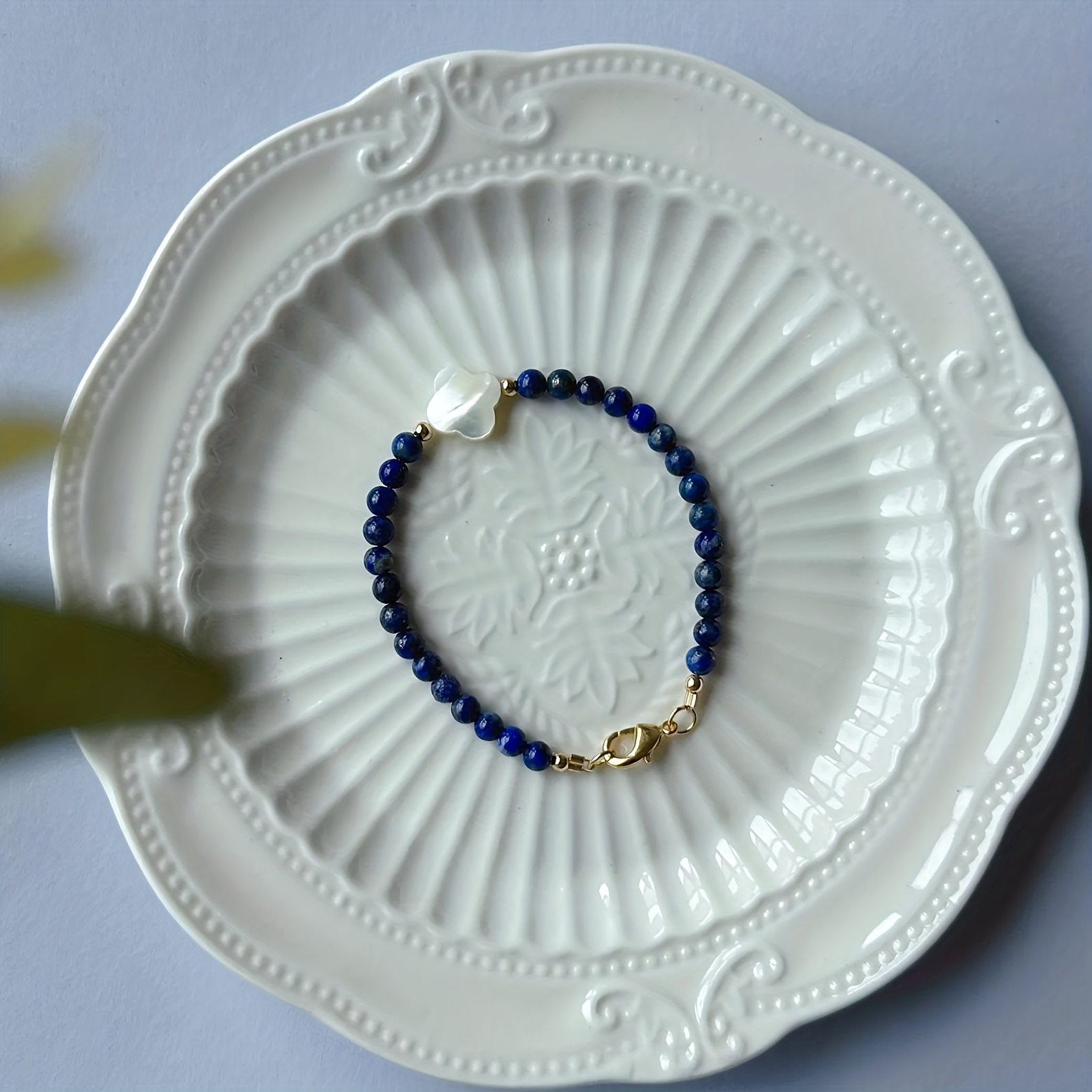 Natural Lapis Lazuli Beaded Bracelet, Unisex Fashion Accessory