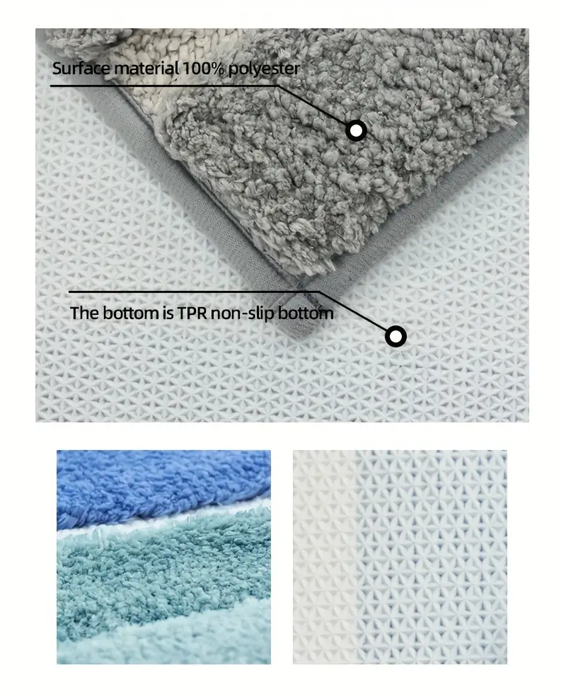 1pc striped flocking bath mat luxury thick ultra bathroom door mat non slip super soft absorbent bath rug machine washable bathroom mat suitable for bedroom living room kitchen entrance mat Product details 5