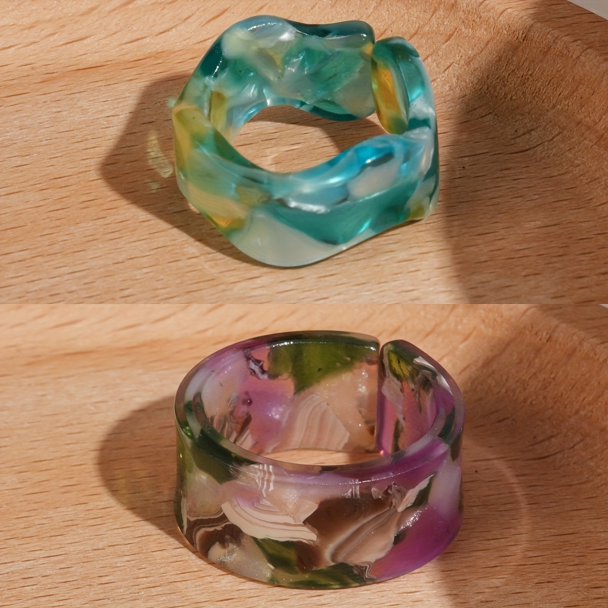 Geometric Resin Open Rings Set + All Match Rings Set