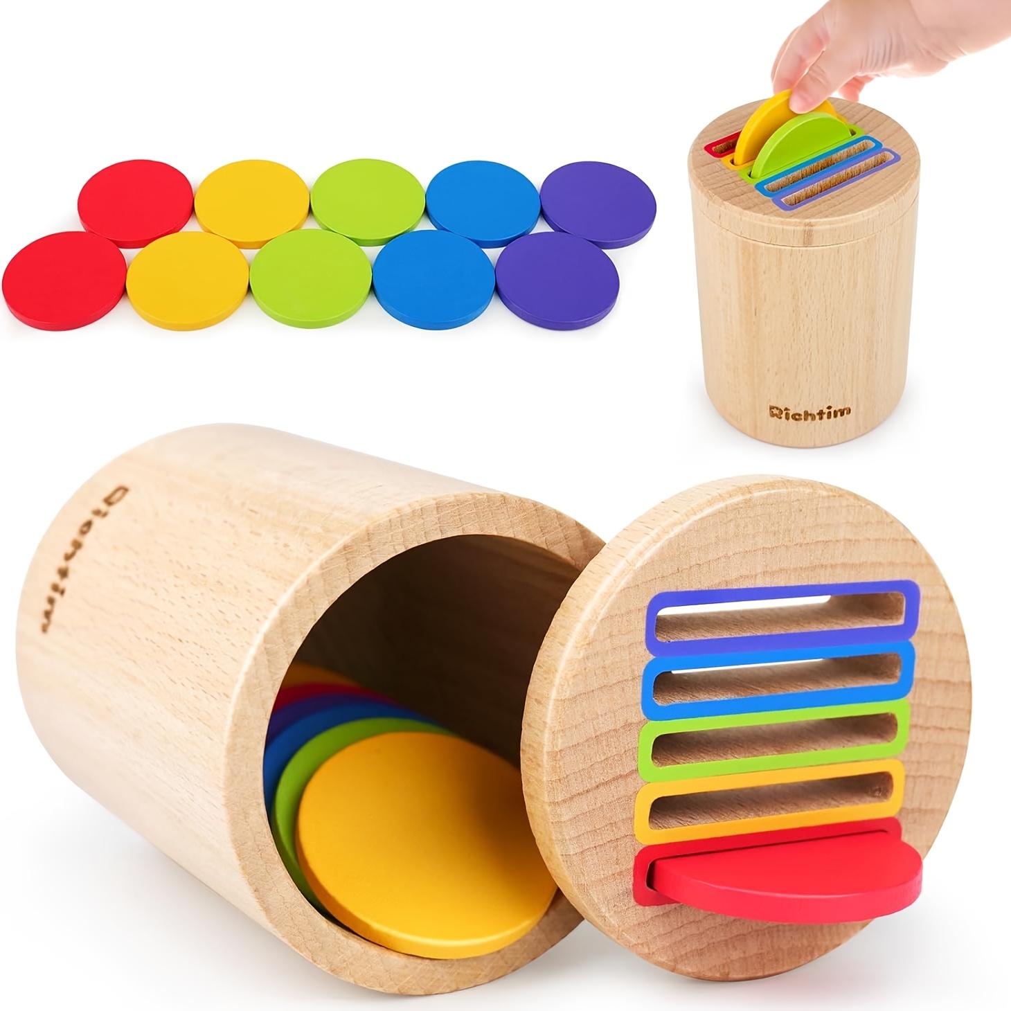 TEMU Children's Wooden Educational Enlightenment Toys, Color Sorting Coin Box Toys, Toys For Toddlers Aged 1-3, Suitable For Early Enlightenment