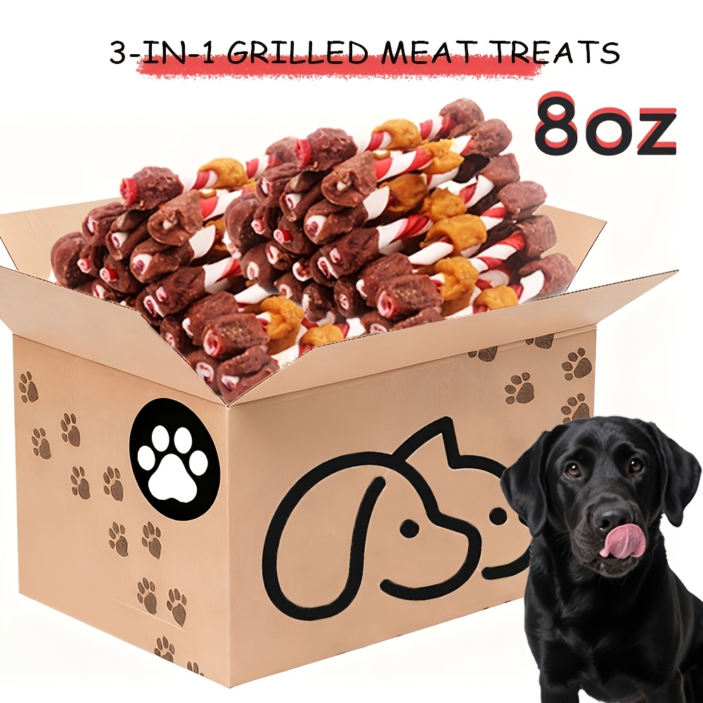 TEMU Triple-flavored, Dog Treats To A -free Chew Made With Real Chicken, Beef And Liver, Long Lasting, High Protein, Dog Chews