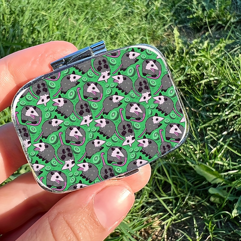 

Cute Opossum-themed Mini Pill Box With 2 Compartments - Portable Medicine Organizer For Travel, Pocket & Purse - Unique Gift Idea