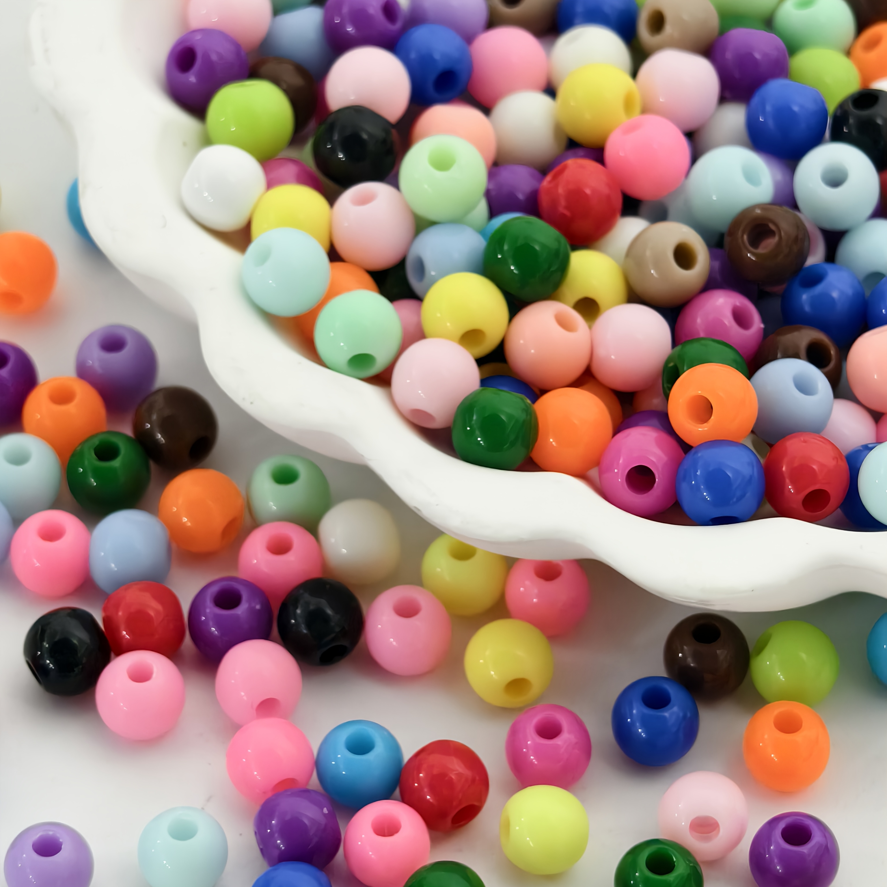 TEMU 316pcs 6mm Vintage Versatile Acrylic Round Acrylic Mixed Color Beads Loose Beads - Handmade Decorative Bead Making For Bracelets, Necklaces And