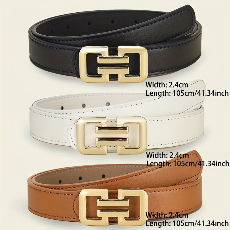 Women's Letter Buckle Business Casual Belt, 2.4cm Wide, Combines Formal Business Style with a Casual and Relaxed Design. It Pairs Well with Jeans, Skirts, Dresses, and Other Bottoms and Skirts. Available in 6 Colors to Suit Different Outfits, It Is