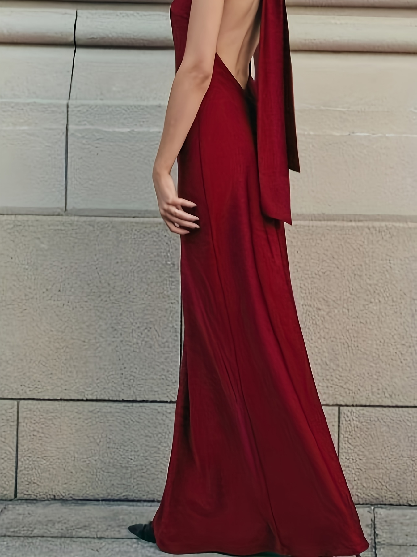womens party backless satin halter dress m186 temu - Temu