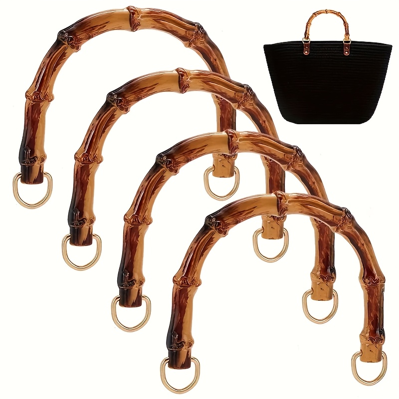 4pcs Plastic Bamboo Wallet Handles With Iron D-rings And Hook Handles, Suitable For Diy Handbag Making - Durable And , Diy Wallet Making