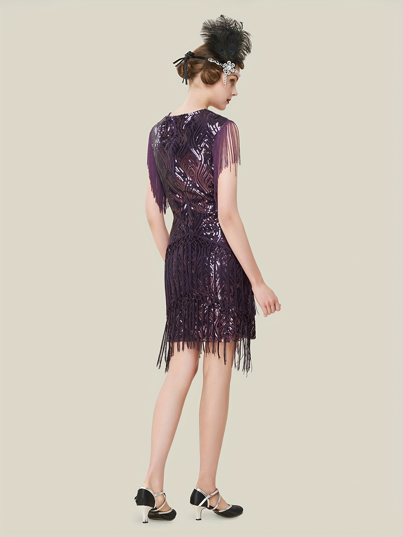strapless open back dress Lilac Shanti Tiger Backless Fringe Dress – Ashaki main image 1