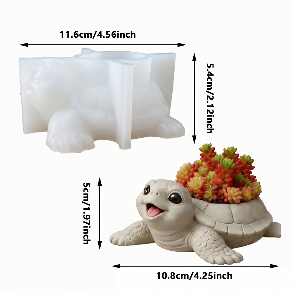 TEMU Resin Silicone Mold, Cute Turtle Flower Plate Silicone Mold, Home Decoration Ornament Mold Suitable For Epoxy Resin, Scented Candles, Gypsum,